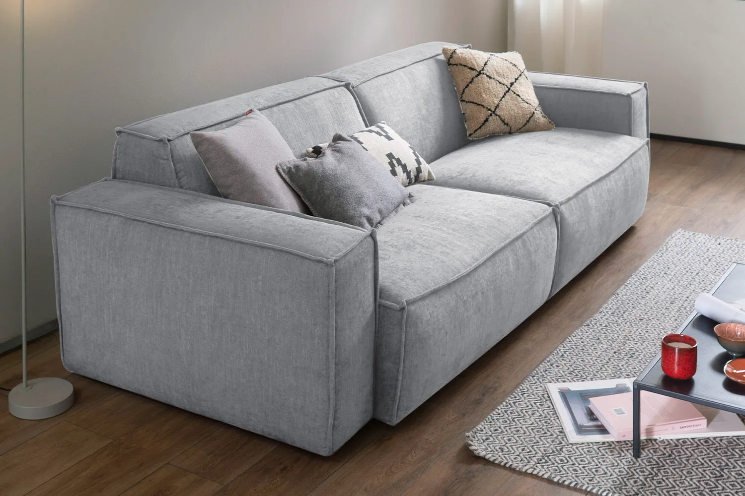 KAWOLA Sofa SAMU Stoff taupe