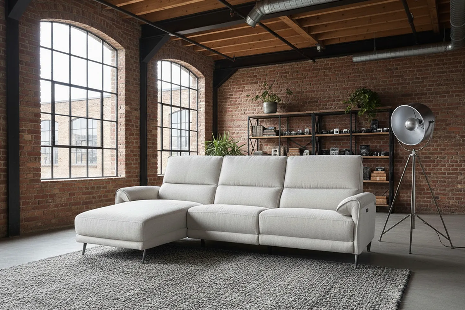 KAWOLA Sofa ADRIANA Ecksofa mit Relaxfunktion Stoff anthrazit
