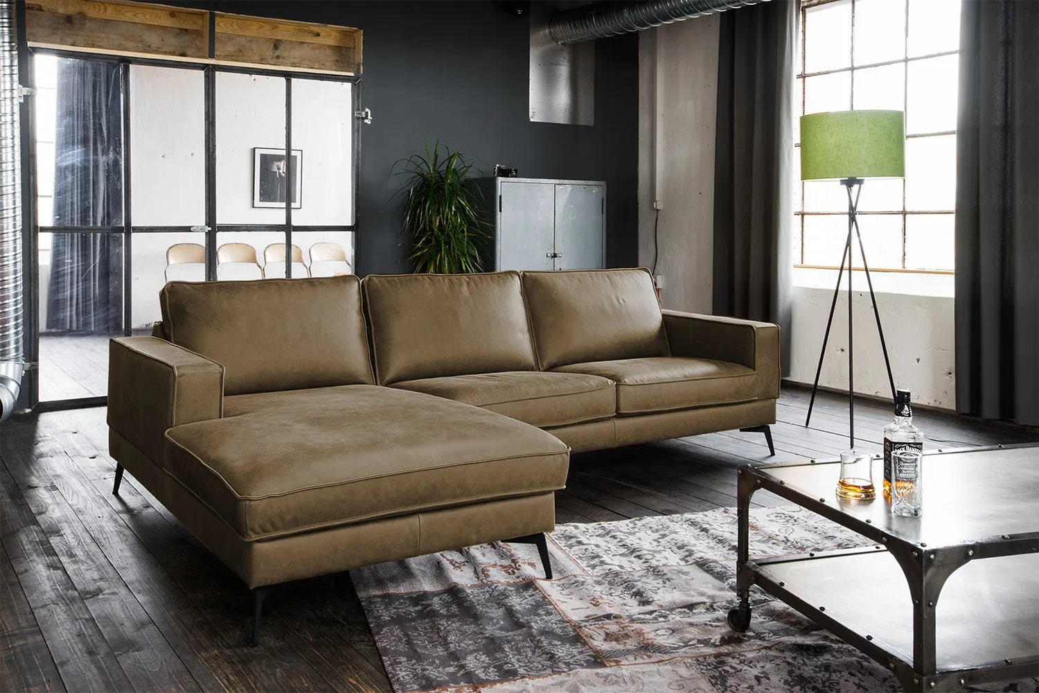 KAWOLA Sofa BLOOM Ecksofa Leder hellgrau