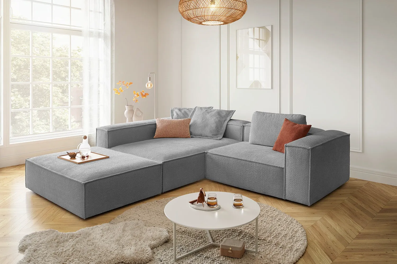 KAWOLA Sofa CARMO Ecksofa Stoff weiß
