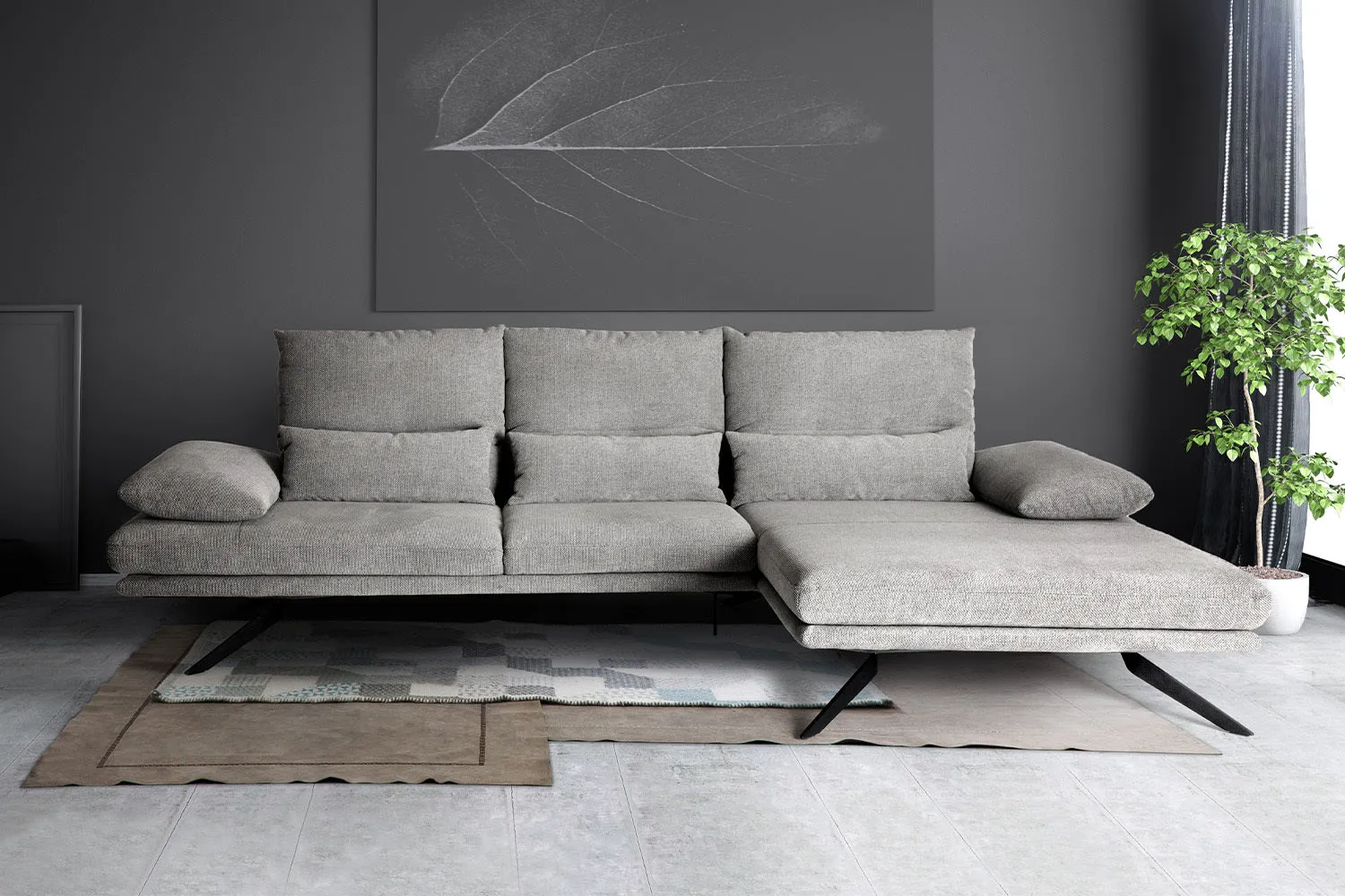 KAWOLA Sofa FENICE Ecksofa Leder burgunderrot