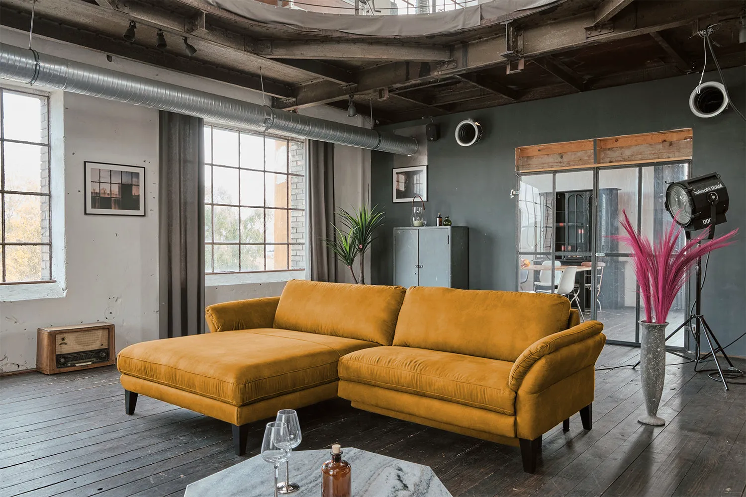 KAWOLA Sofa MALTA Ecksofa Stoff grau