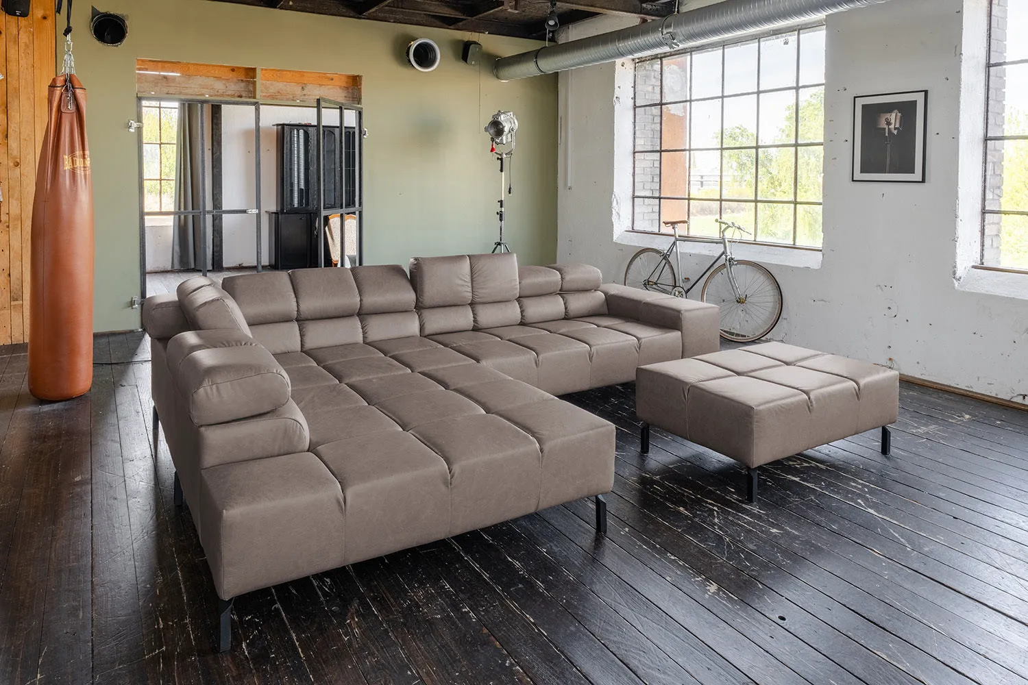 KAWOLA Sofa NELSON Ecksofa Leder dunkelbraun