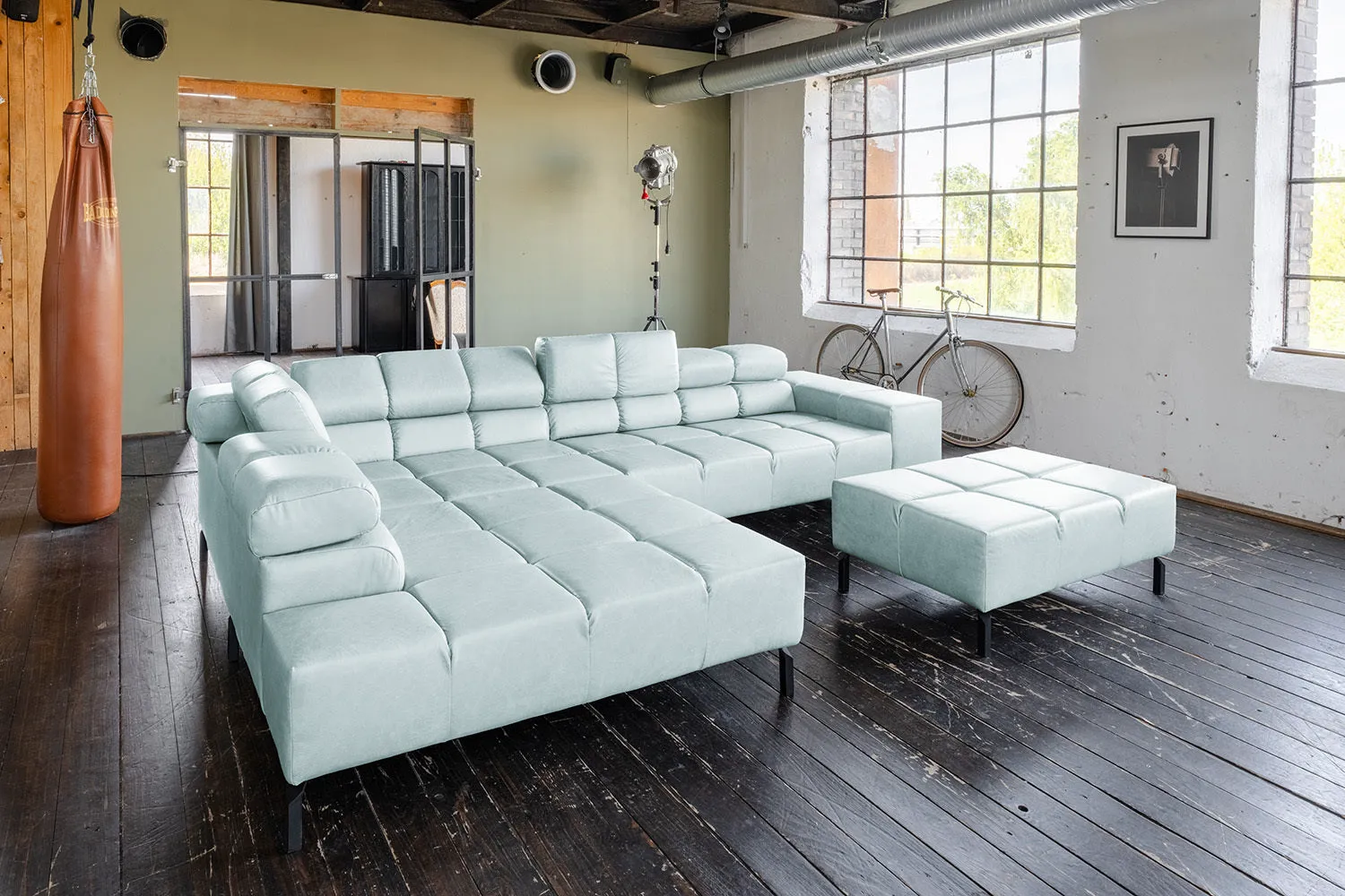 KAWOLA Sofa NELSON Ecksofa Leder beige