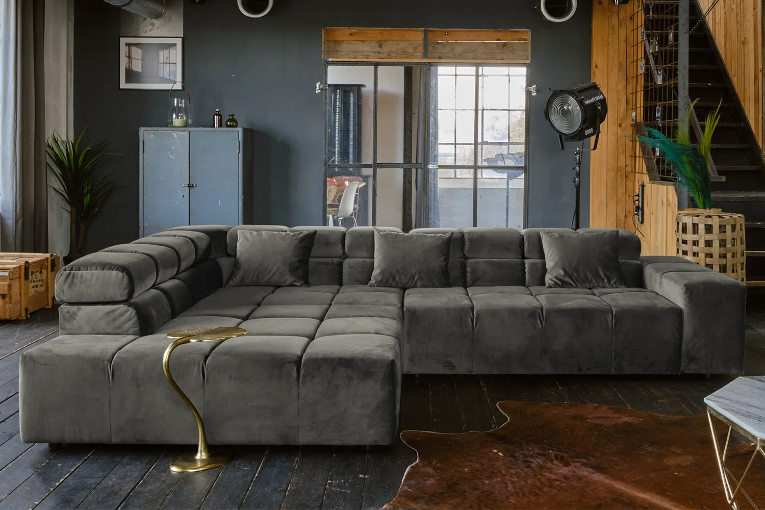 KAWOLA Sofa NEVADA Ecksofa Velvet curry