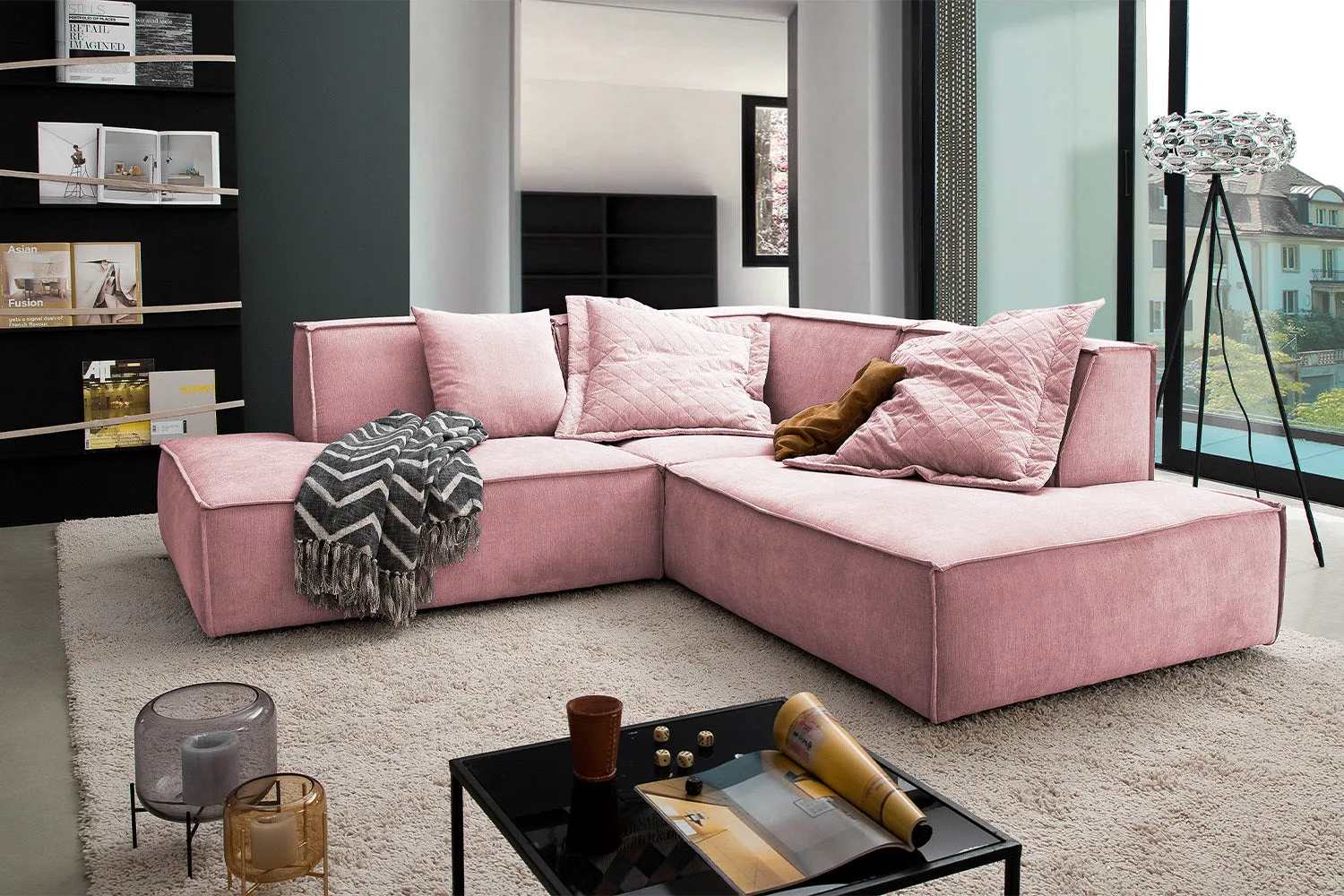 KAWOLA Sofa SAMU Ecksofa Stoff silber