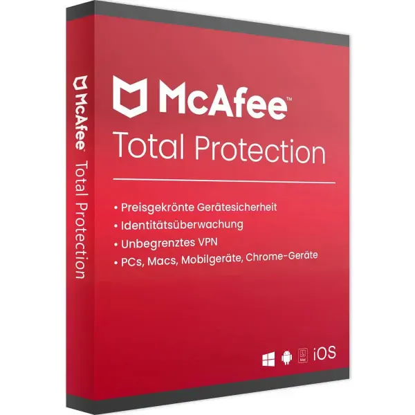 McAfee Total Protection 2026 (Laufzeit: 2 Jahre / Geräte: 5 Geräte)