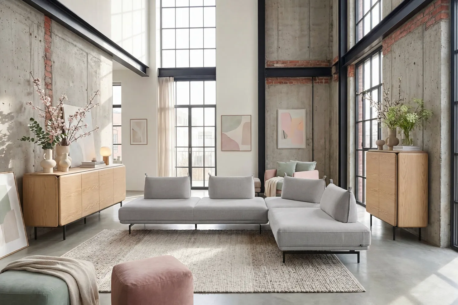 KAWOLA Ecksofa CANE Schlafsofa Daybed Stoff lila