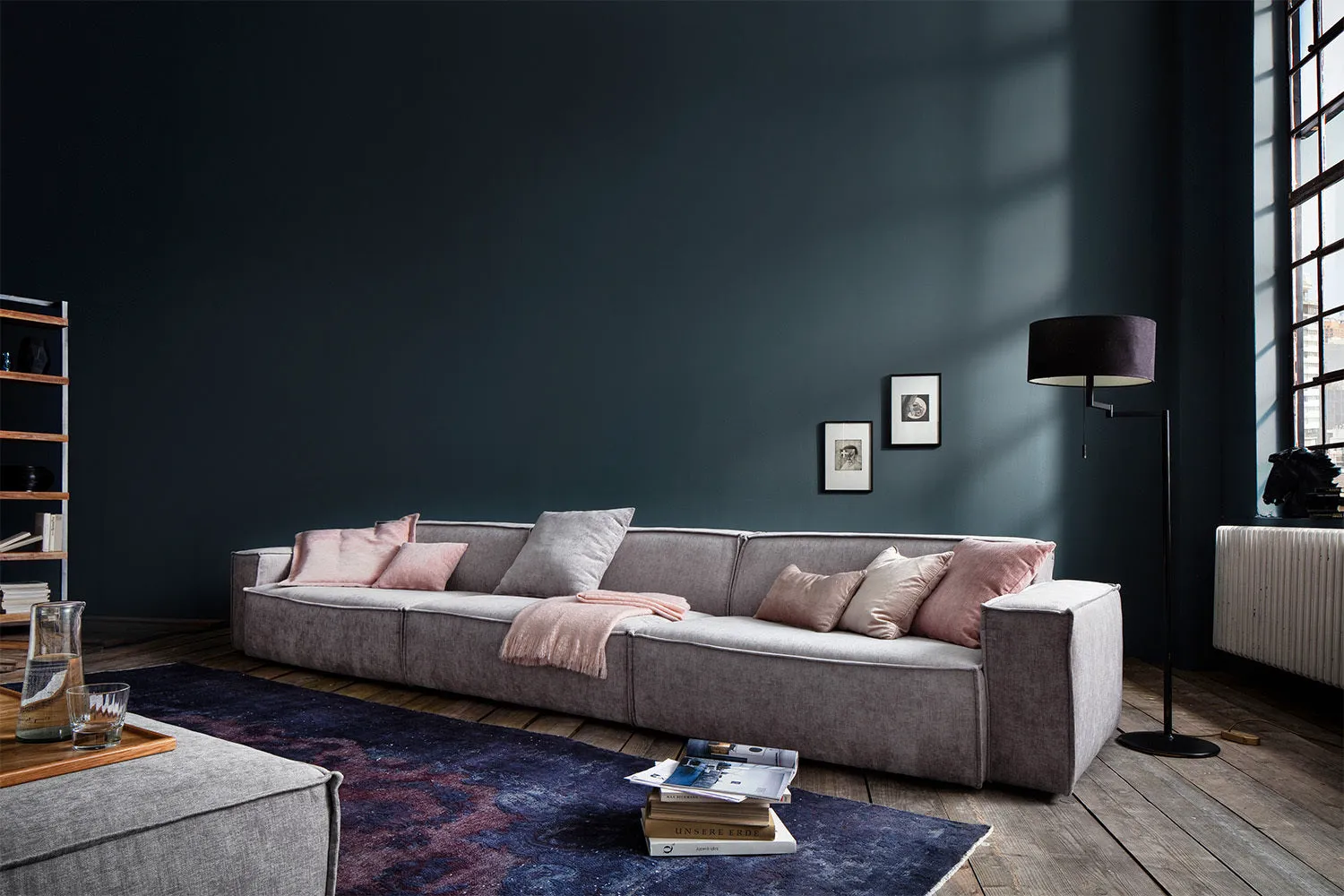 KAWOLA Sofa SAMU Riesensofa Stoff dunkelbraun