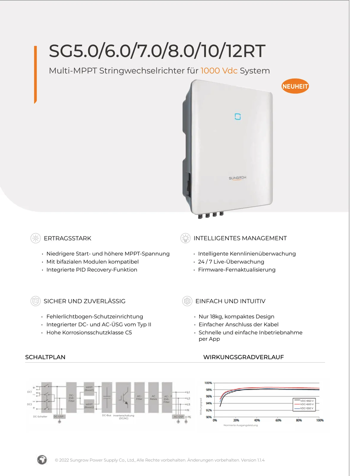 Sungrow SG6.0RT Wechselrichter V115 6kW SG6RT